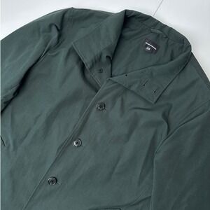 Club Monaco Mens Forest Green Button Front‎ Mac Trench Coat Jacket Large L